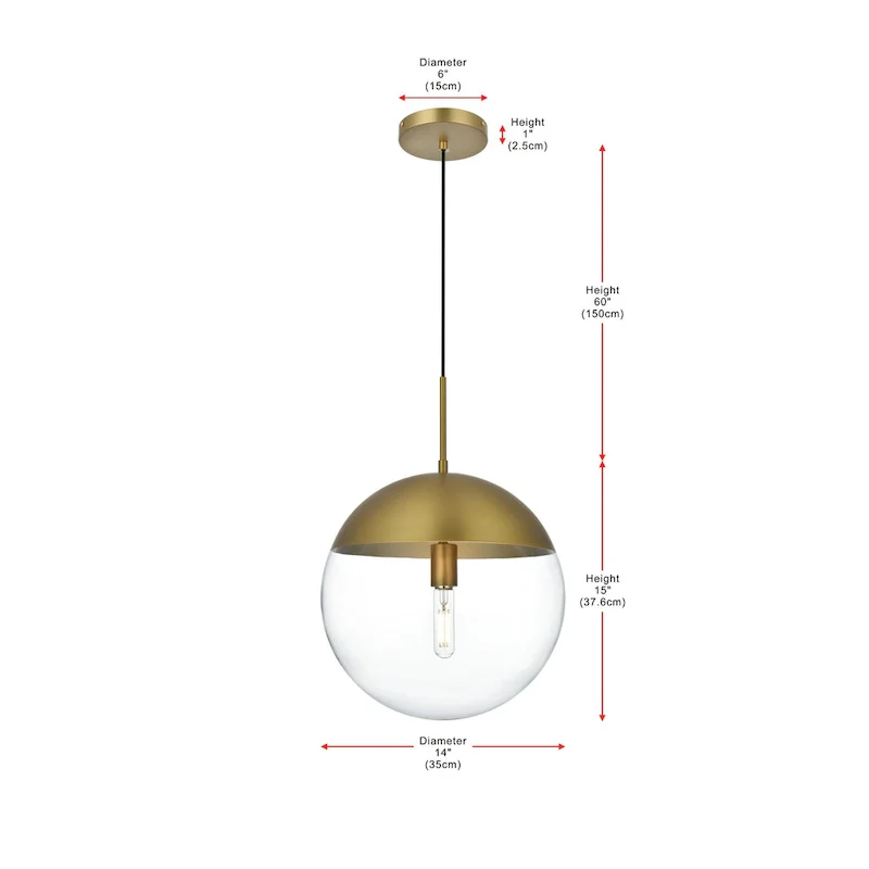 1-Light Pendant with 14 inch Clear Glass