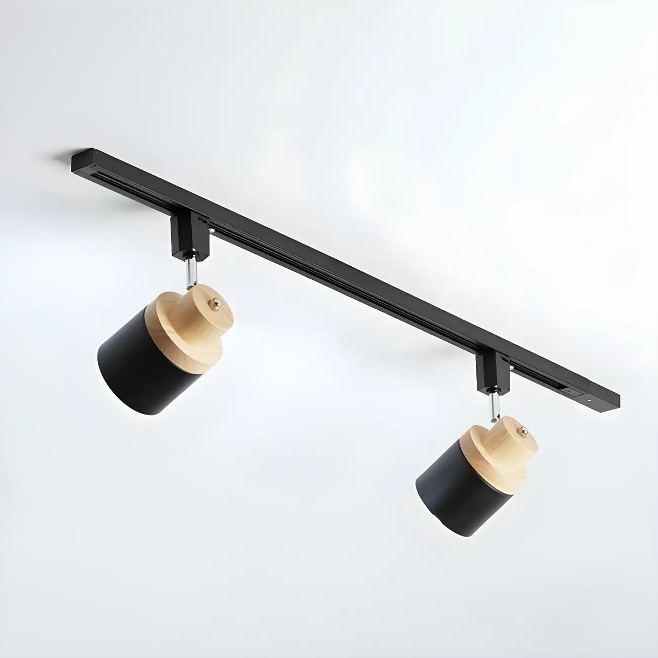 4-Light Modern Metal Wooden Base Slidable Track Light