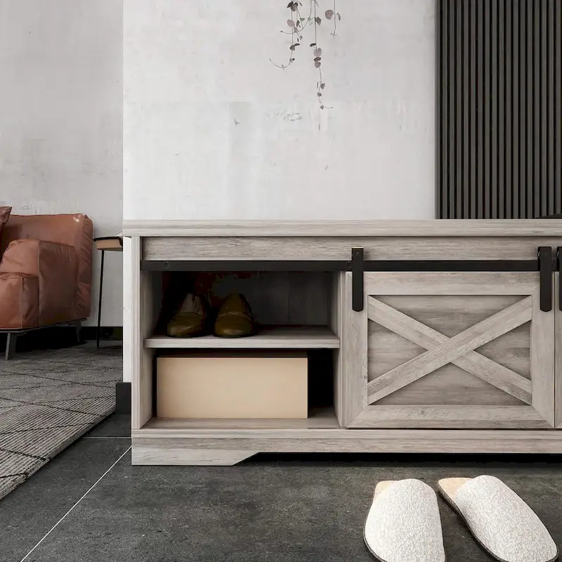 Farmhouse Bench Entryway with Cushion -47 Inch