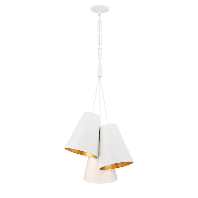 Brian Patrick Flynn Alston 3 Light Matte White + Antique Gold Pendant