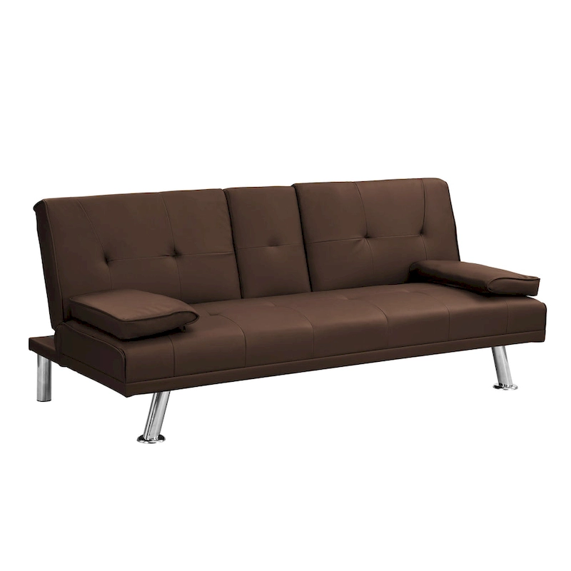 66.1 PVC Loveseat Sofa Bed with Wood Frame and Stainless Legs