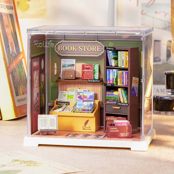 Robotime Rolife Memory Book Store DIY Miniature House DWS04B