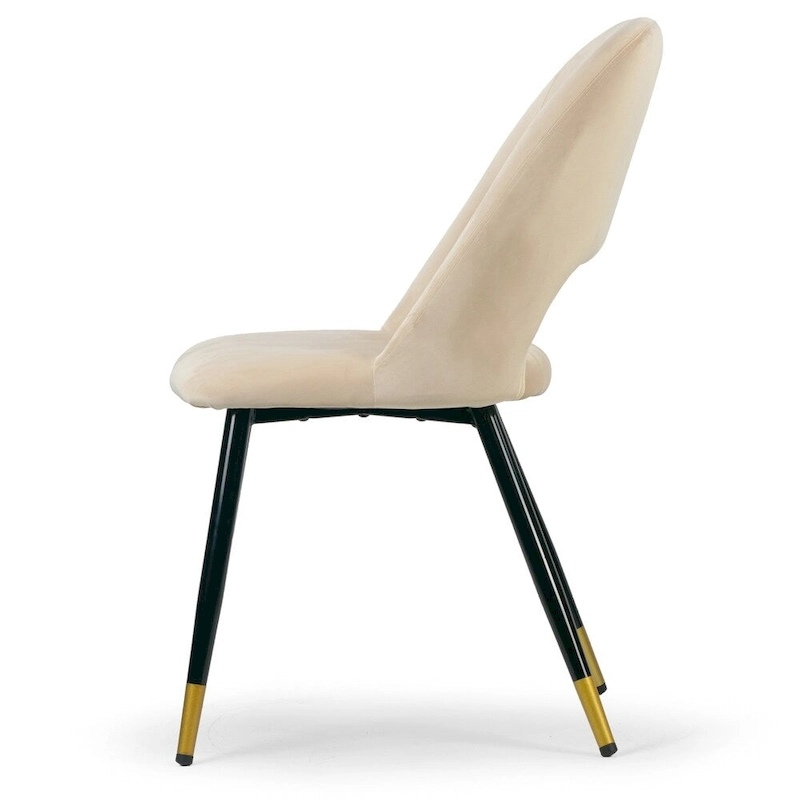 Set of 2 Ania Beige Velvet Dining Chair with Golden Accented Legs