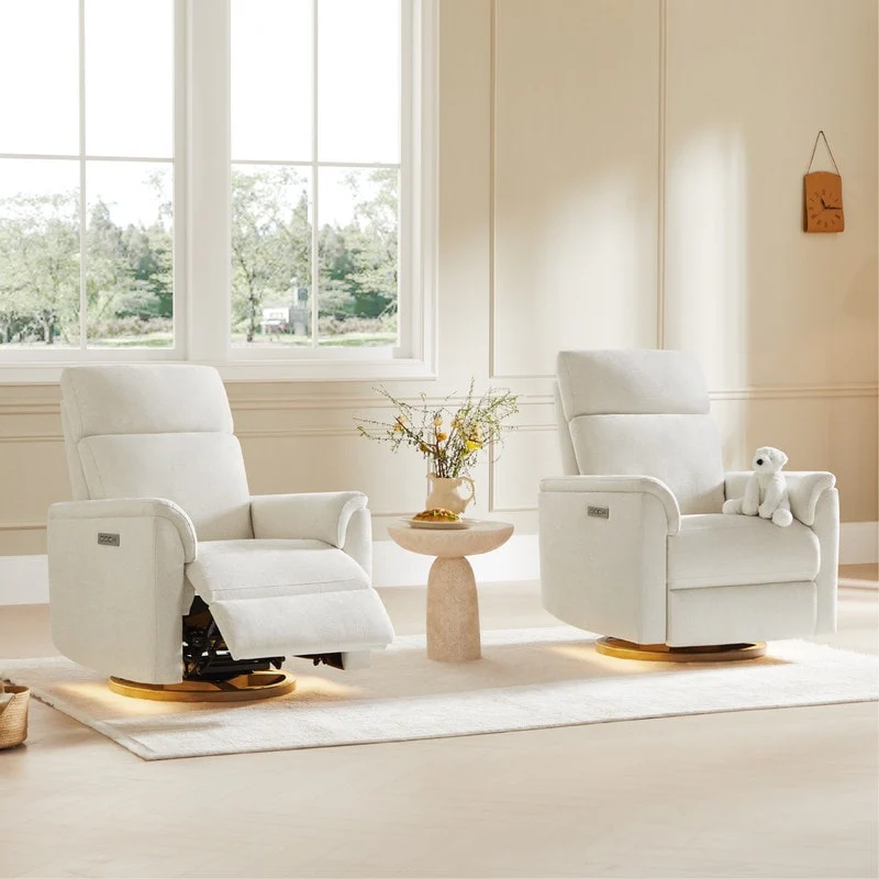 Maire Power Swivel Nursery Recliner Chair with Nightlight