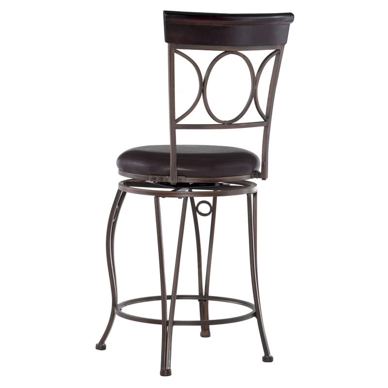 Linon Black Spiral Back Faux Leather Counter Stool
