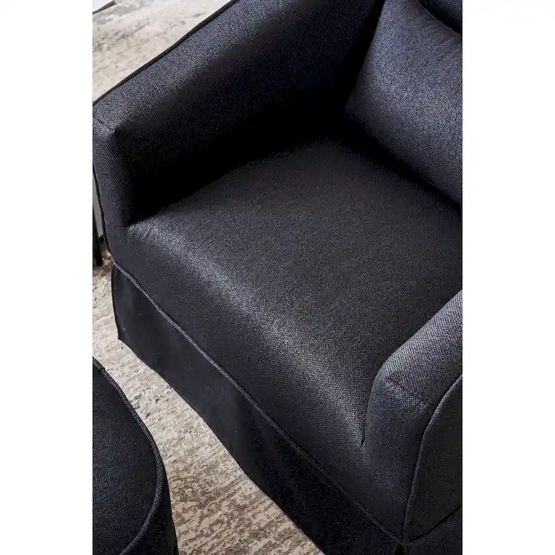 Swivel Barrel Chair With Ottoman, Swivel Accent Chairs Armchair, Reading Chairs, Round Barrel Chairs with Black Metal Base