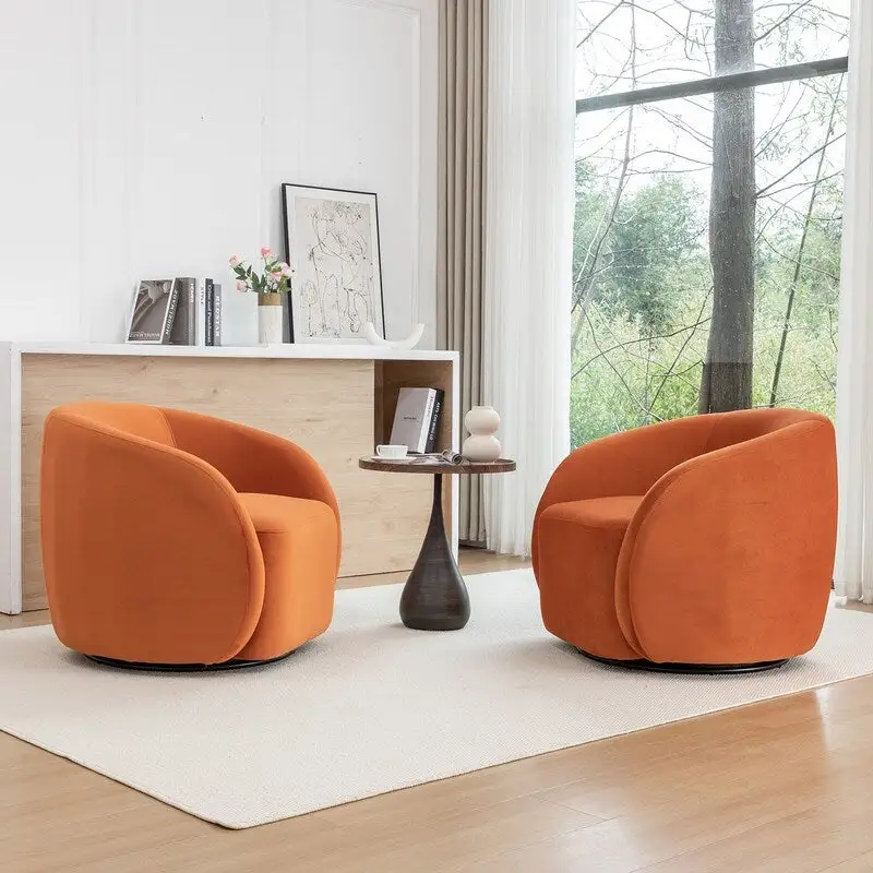 SEYNAR Modern Glam Velvet Upholstered 360 Degree Swivel Accent Armchair Set of 2