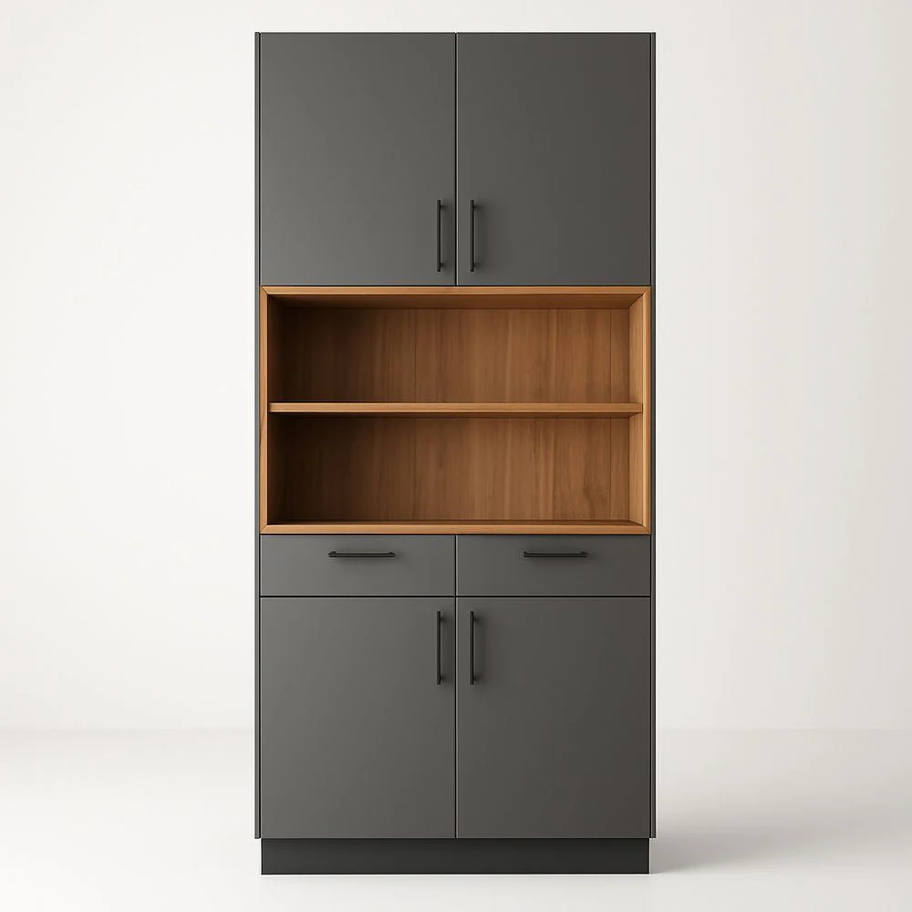 Wardrobe - Gris/Bois naturel