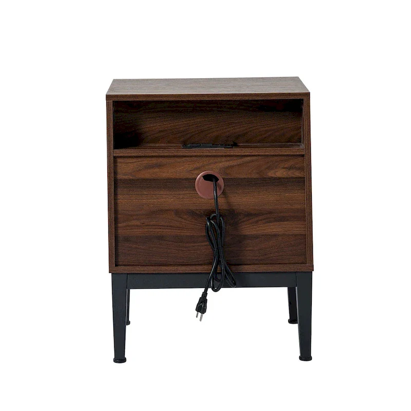 Apakah Modern 25Tall 2-Drawer Nightstand with Charging Station and Adjustable Legs Set of 2 by HULALA HOME