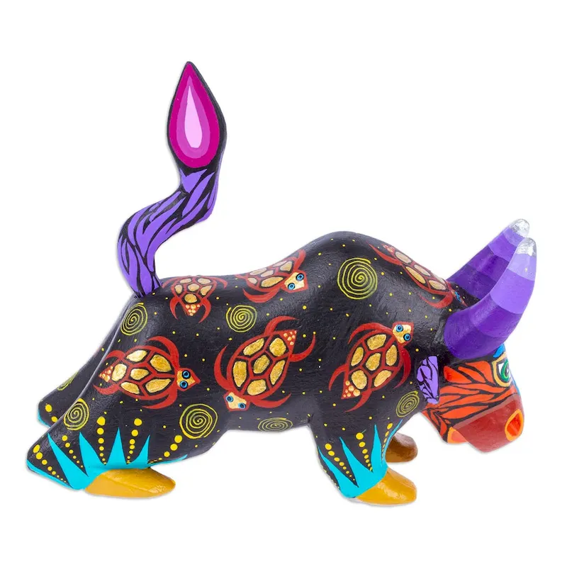 Novica Handmade Sea Bull Wood Alebrije Figurine