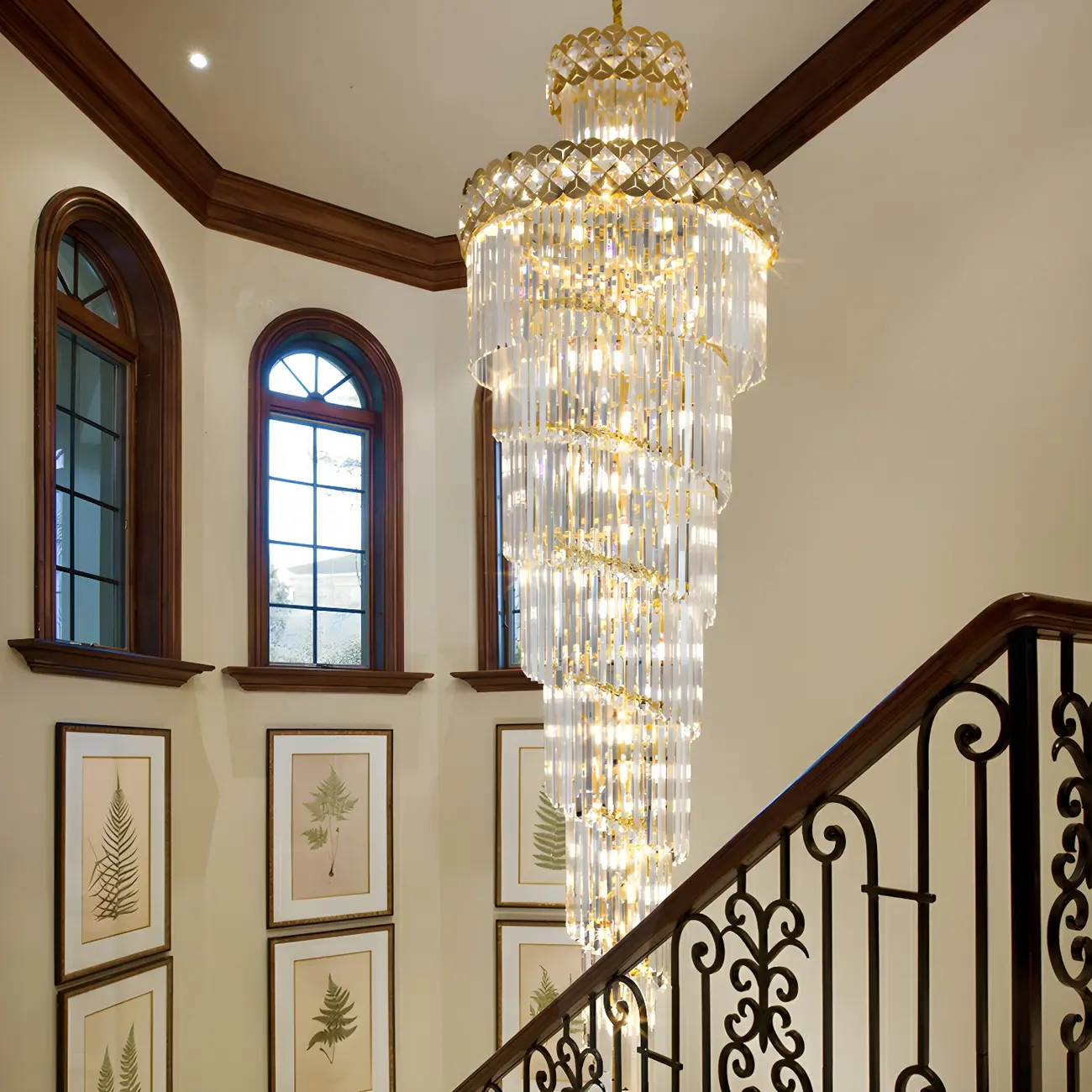 Luxurious Spiral Tiered LED Crystal Chandelier