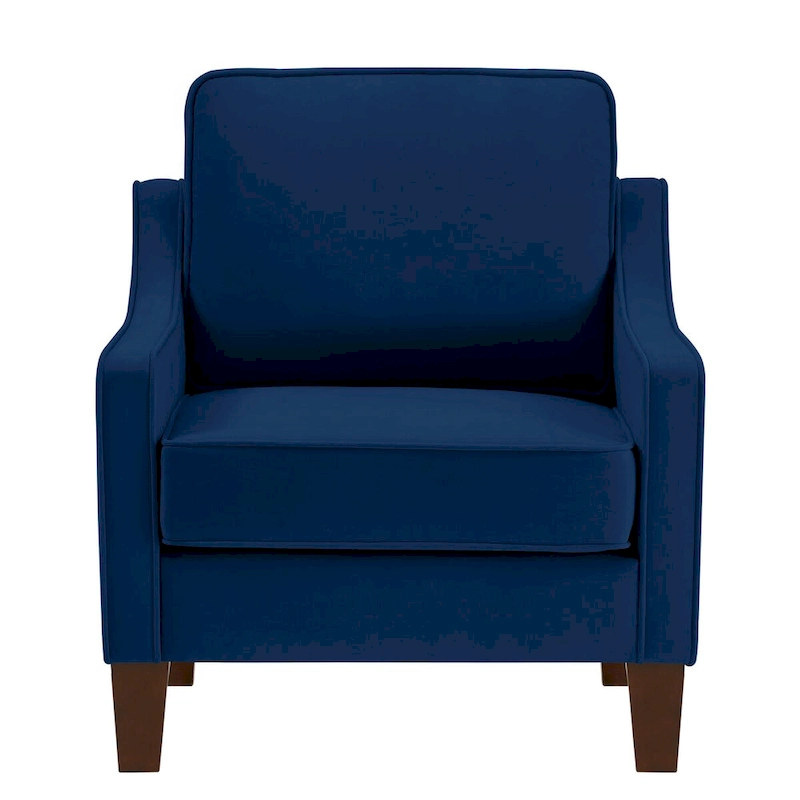 Upholstered Velvet Accent Chair with Wooden Legs