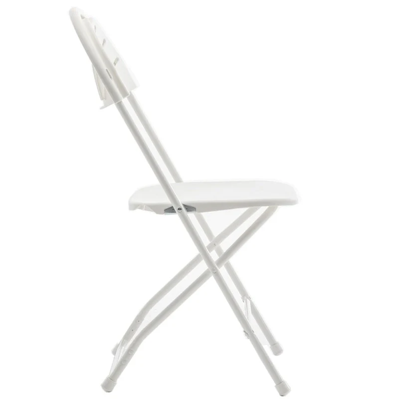 White Plastic Folding Chair Steel Frame Commercial High Capacity Event Chair Lightweight Wedding Party Set of 6