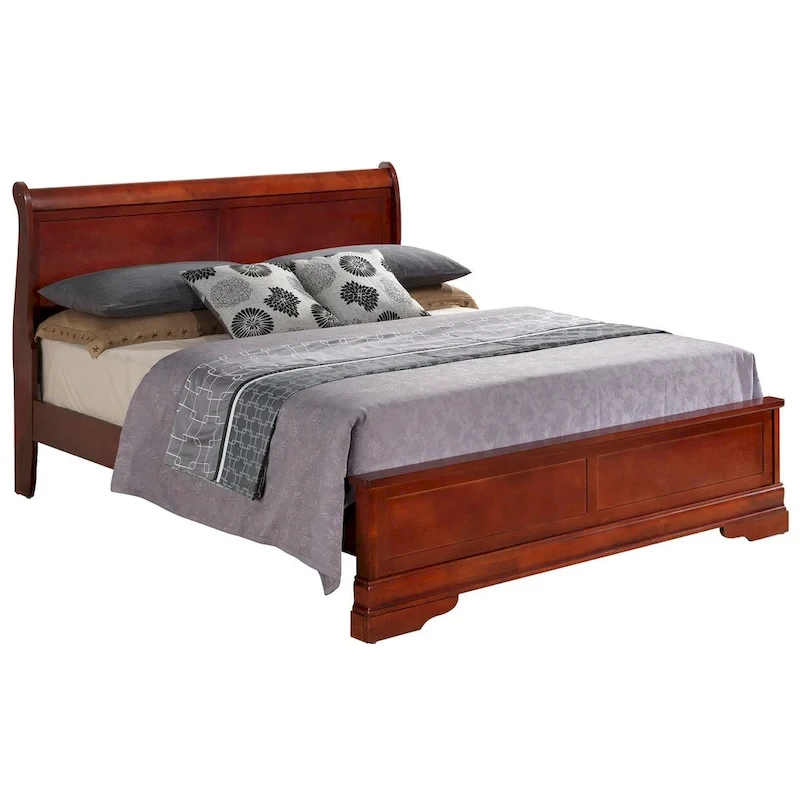 Louis Philippe King Wood Panel Bed