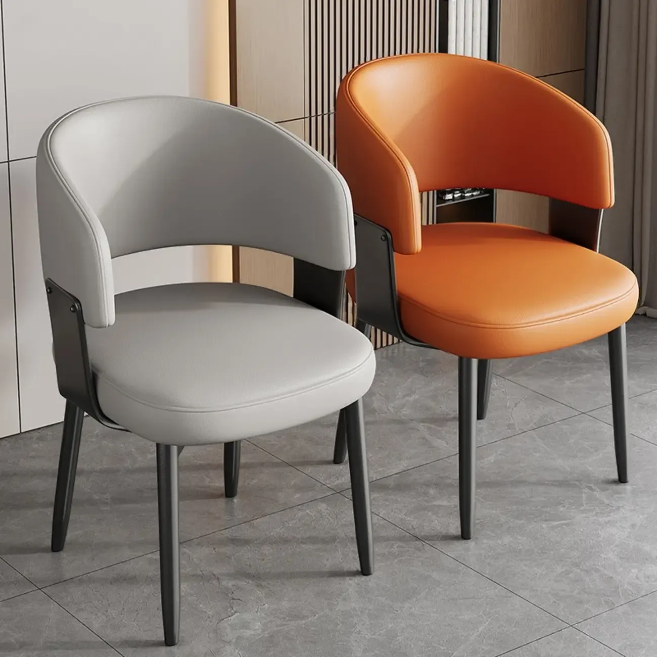 Modern Glam Leather Upholstered Dining Chair