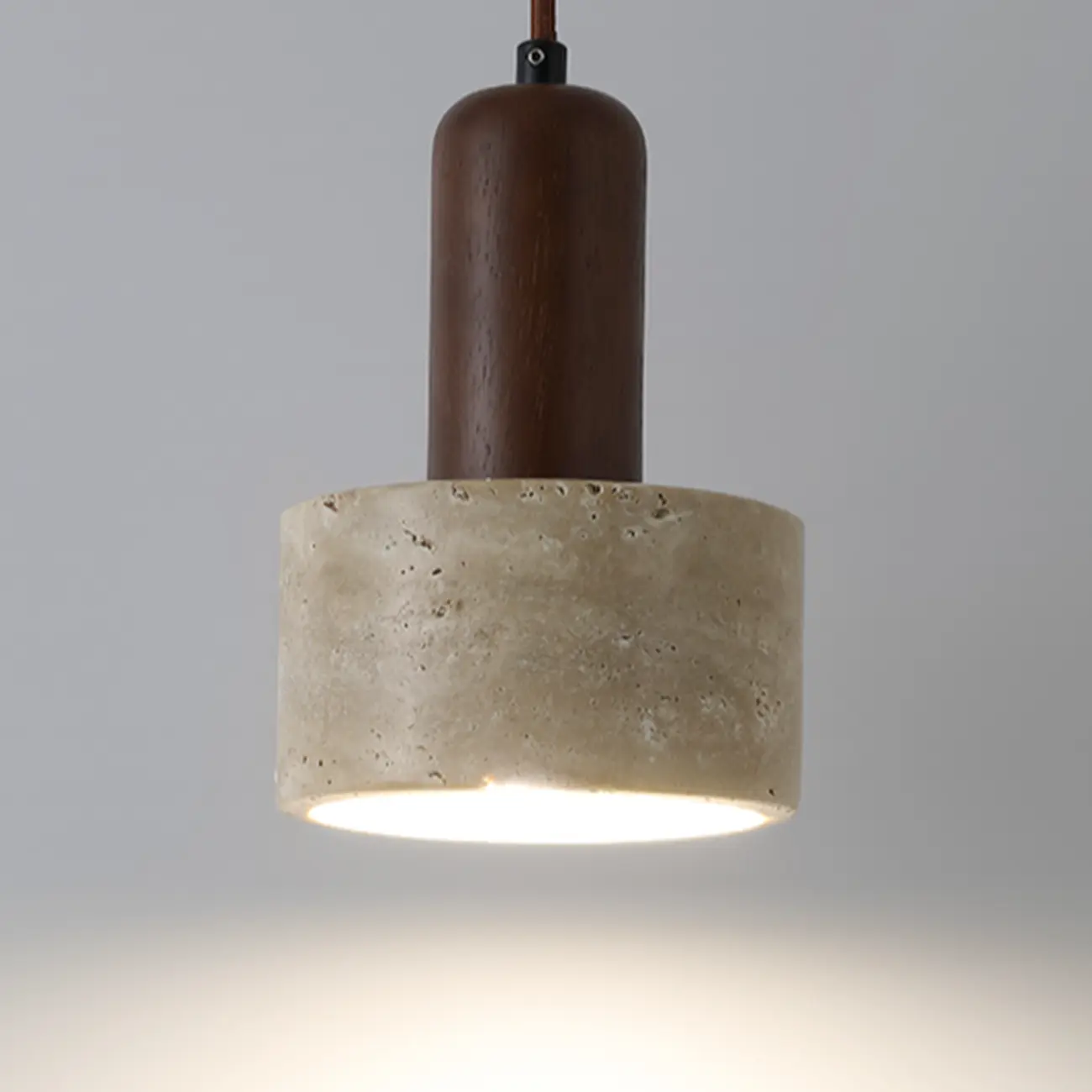 Cylinder Wood Stone Rope Bedside Pendant Light
