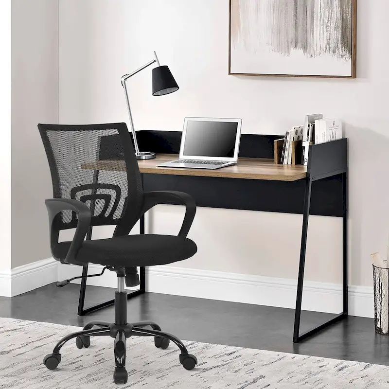 Ralap Modern Black Ergonomic Swivel Office Chair with Mesh Back by
