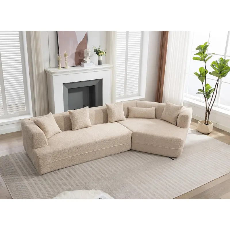 Boucle Modular Sleeper Sectional Sofa with Free Combination