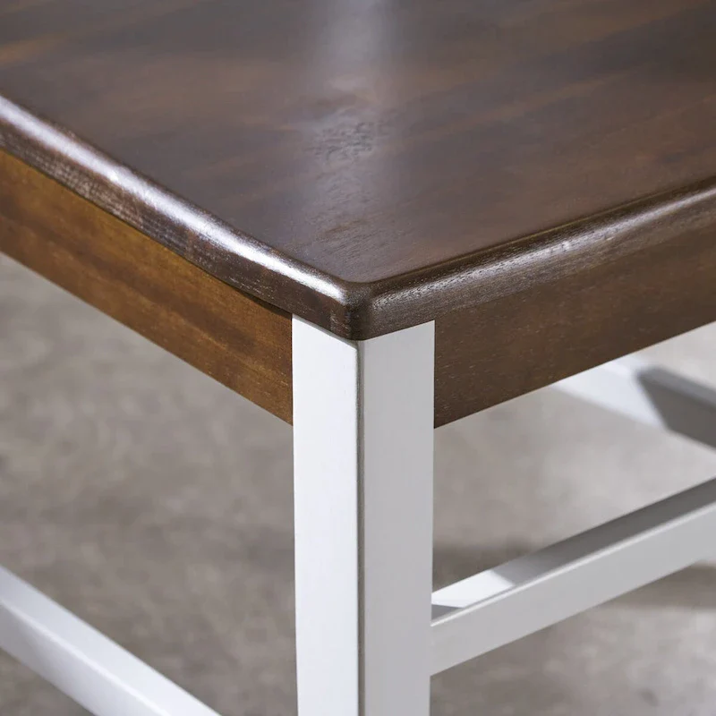 Farmhouse Acacia Wood Dining Chairs, White / Walnut 21D x 17.75W x 35.5H Inch