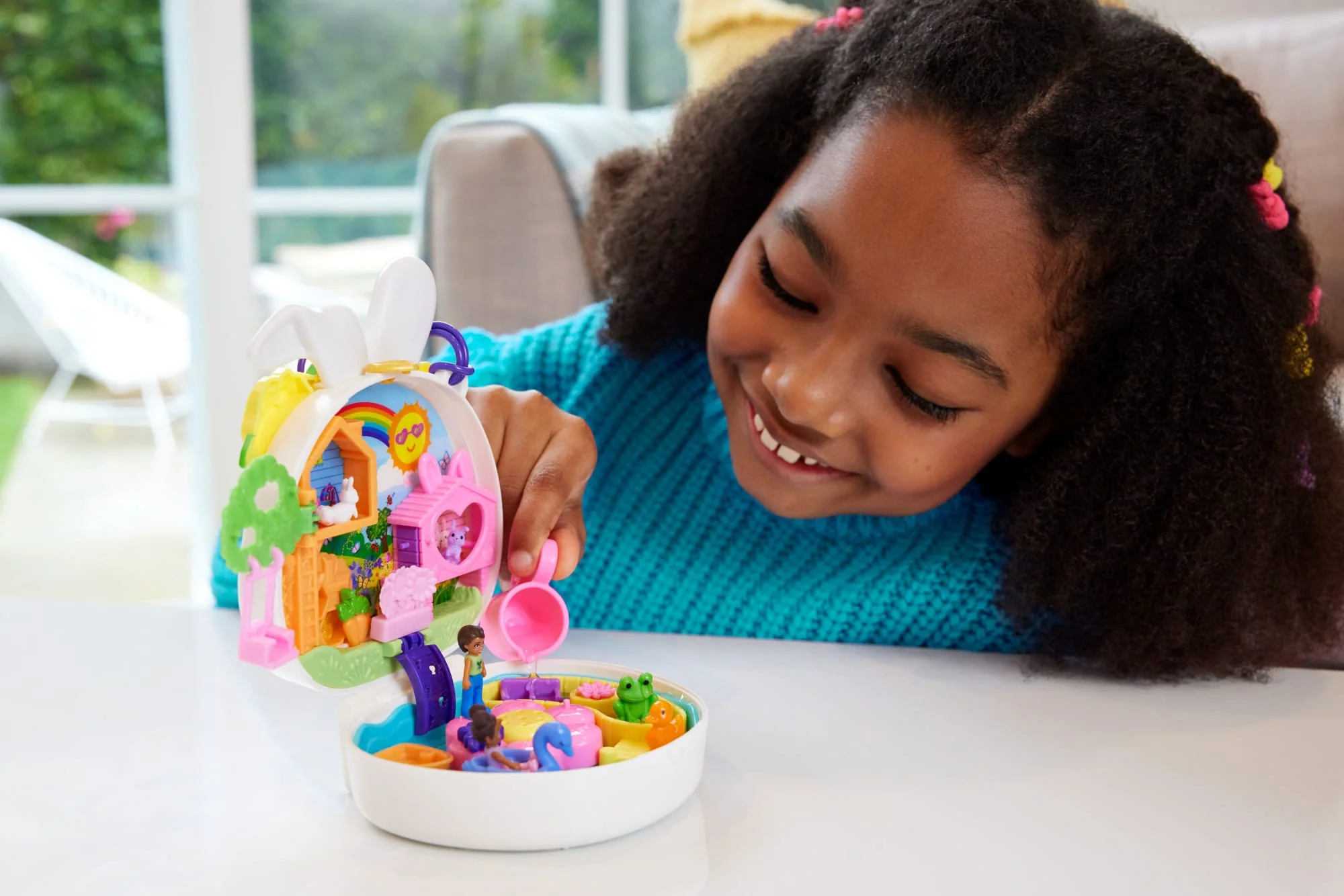 Polly Pocket Dolls Flower Garden Bunny Compact Playset