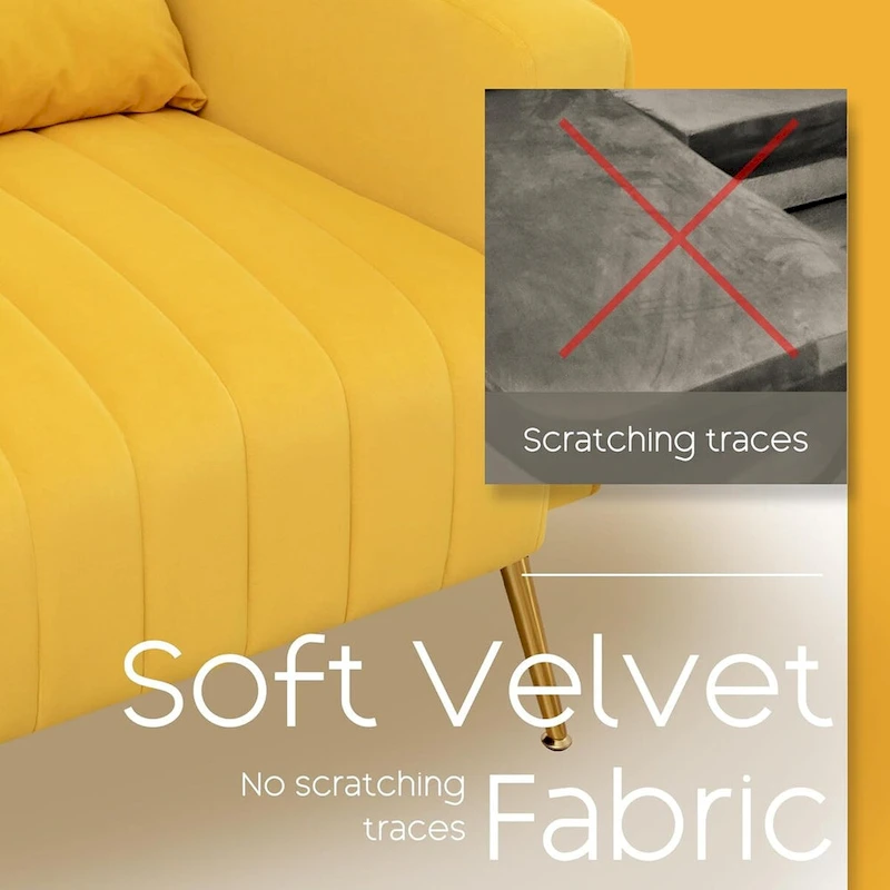 HOMYKA Accent Chair Upholstered Velvet Wingback Armchair with Pillows