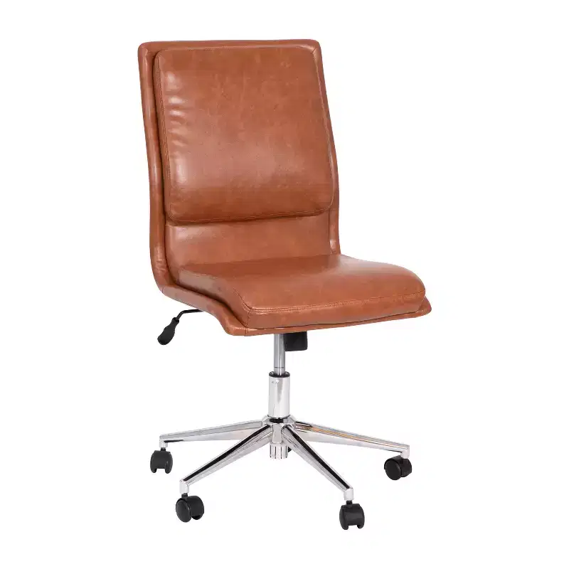 Emma and Oliver Modern Faux Leather Upholstered Mid-Back Home Office Chair with 5 Star Base and Pneumatic Seat Height Adjustment