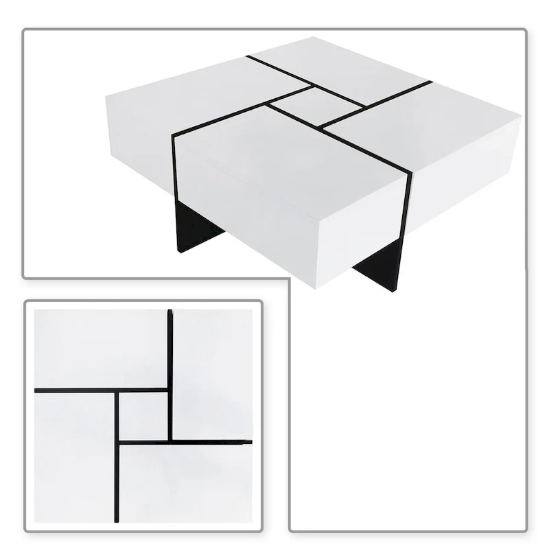 Unique Stylish Wooden Coffee Table with Sliding Extended Table Top