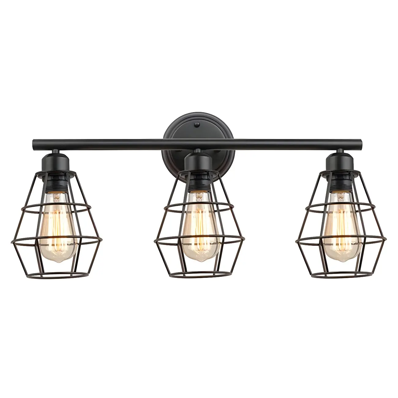 3-Light Industrial Metal Cage LED Vanity Light
