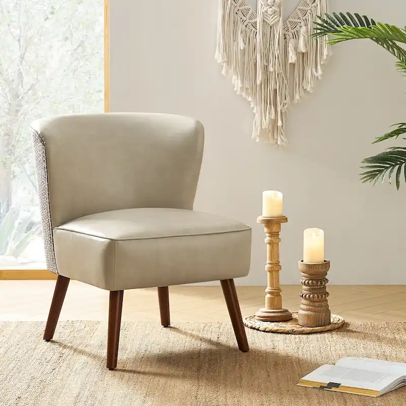 Alexander Mid-Century Modern Side Armchair with Solid Wood Legs by HULALA HOME