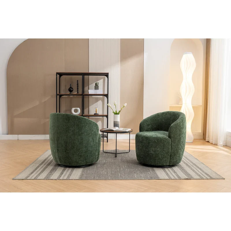 25.6 Swivel Barrel Chair with Black Coating