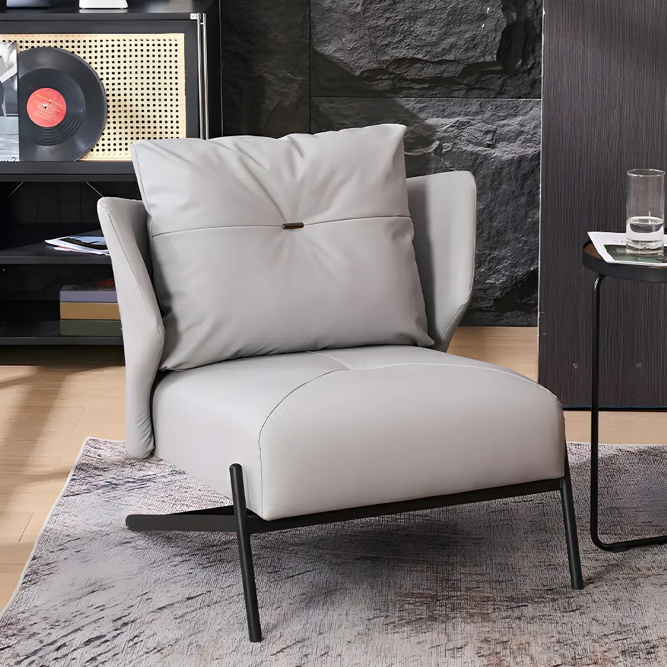 Modern Cat-Resistant Leather High Back Accent Chair