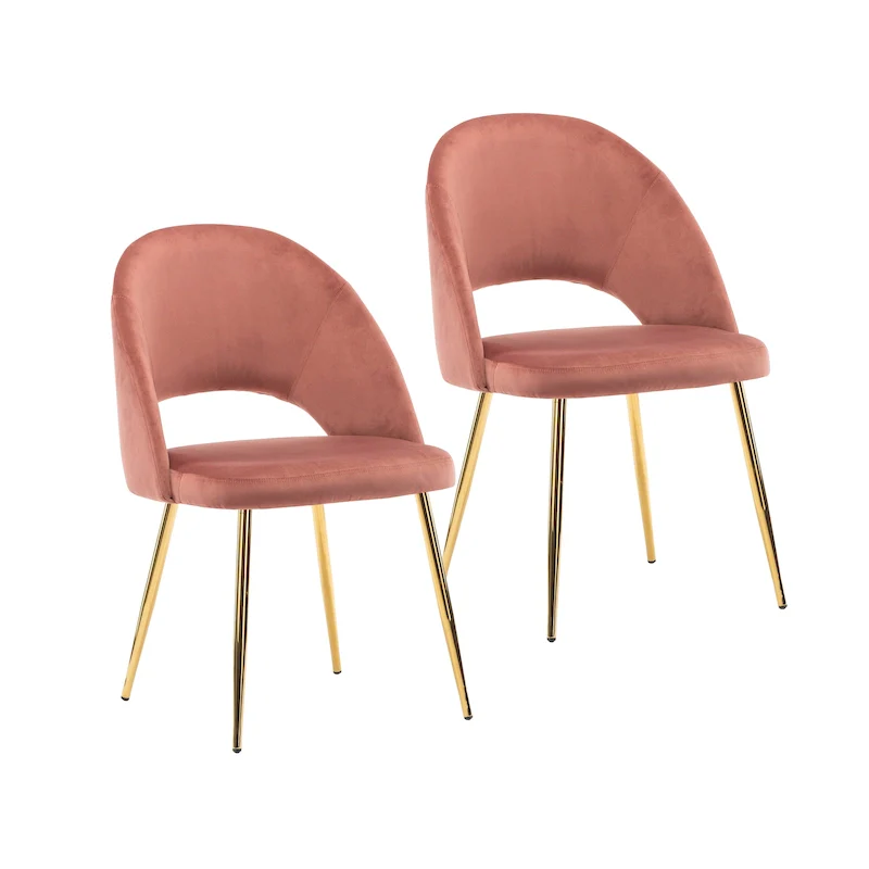Grey Velvet Dining Chairs - 2-Piece Set Gold Legs