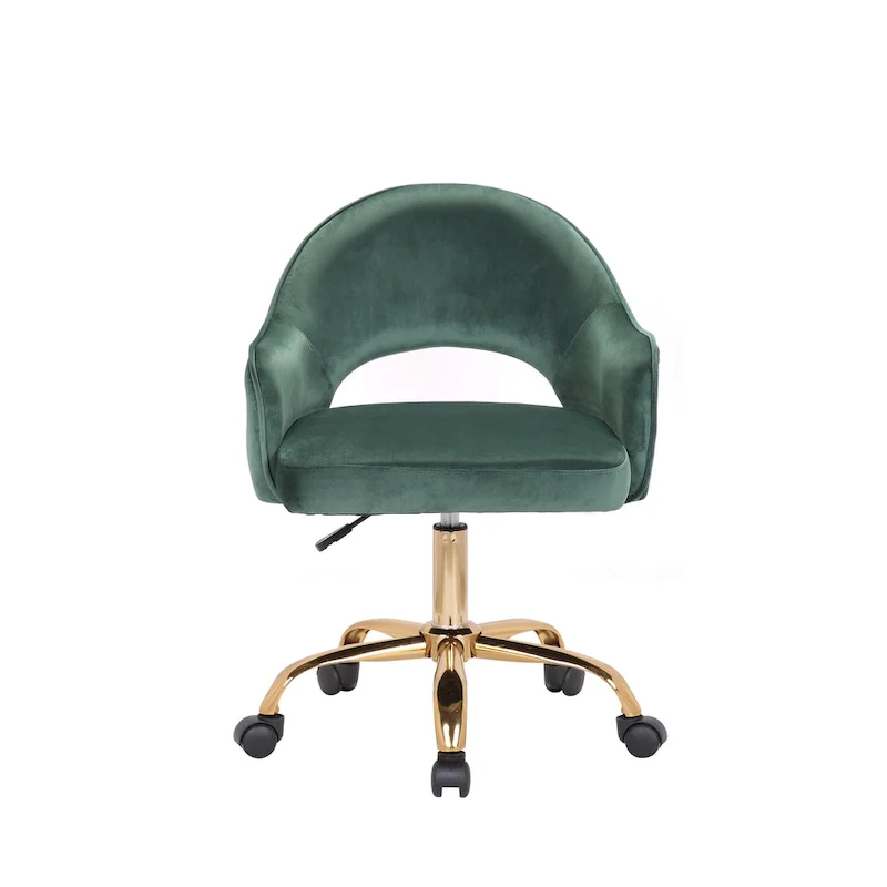 Velvet Swivel Office Chair, Golden Chrome Legs