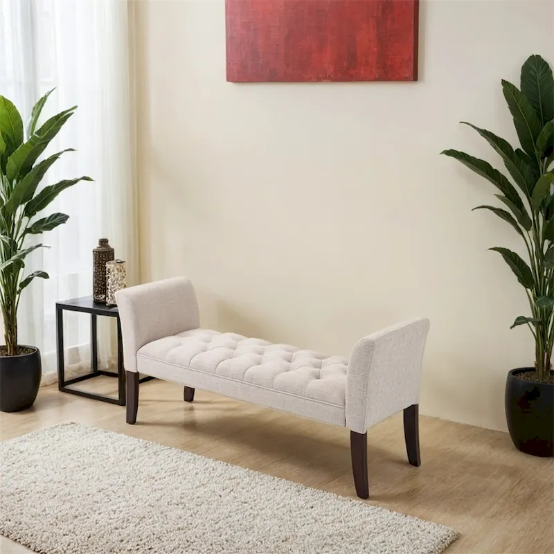 End of Bed Bench with Button Tufted Design,Upholstered Entryway Bench