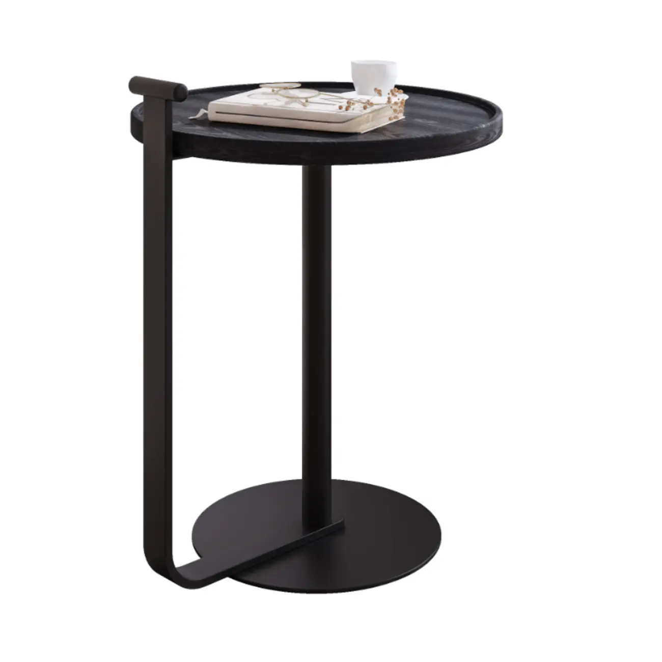 Minimalist Round Steel Base Coffee Table for Living Room