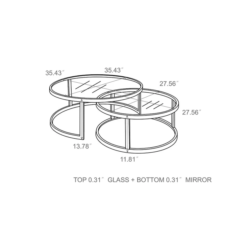 Somette 2-in-1 Round Nesting Cocktail Table Set - Cocktail Table - Cocktail Table