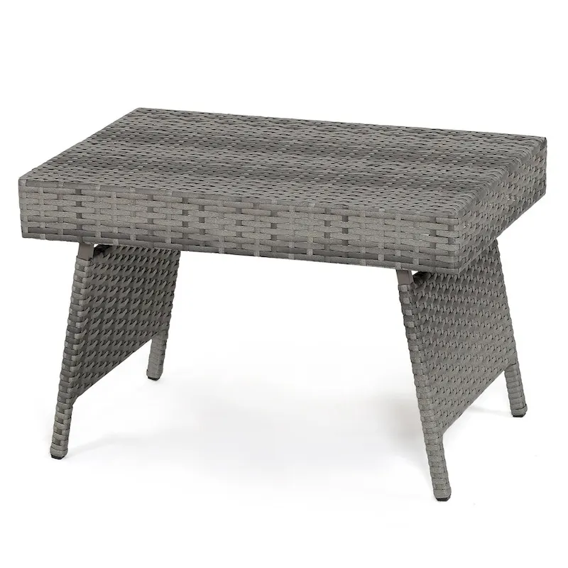 Costway Patio Folding Rattan Wicker Side Table End Coffee Table - 24 x 16 x 16 (L x W x H)