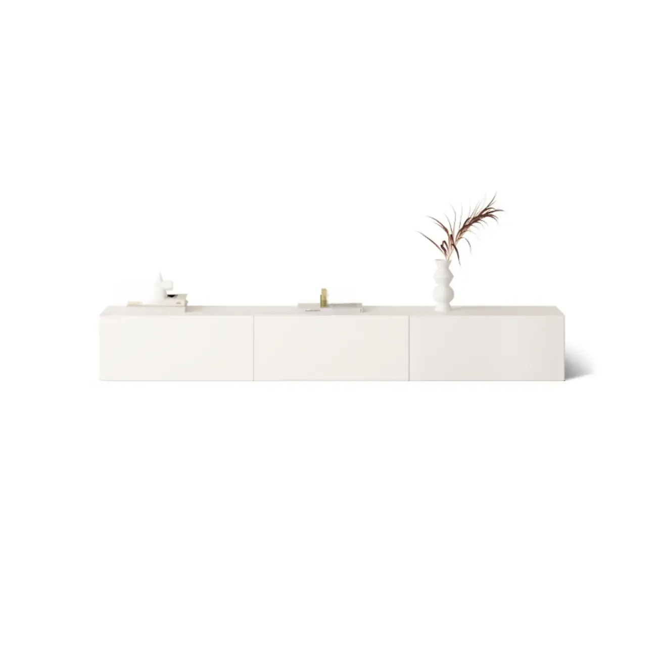 Modern White Wood TV Stand with Cable Management