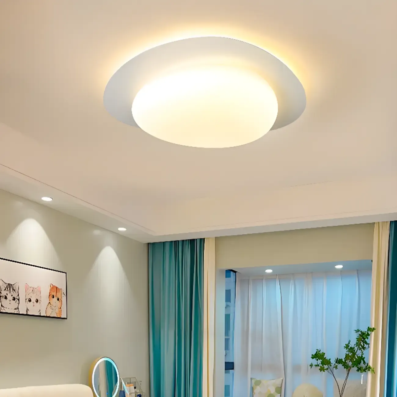 Dimmable Modern LED Flush Mount Ceiling Light with 2-Light
