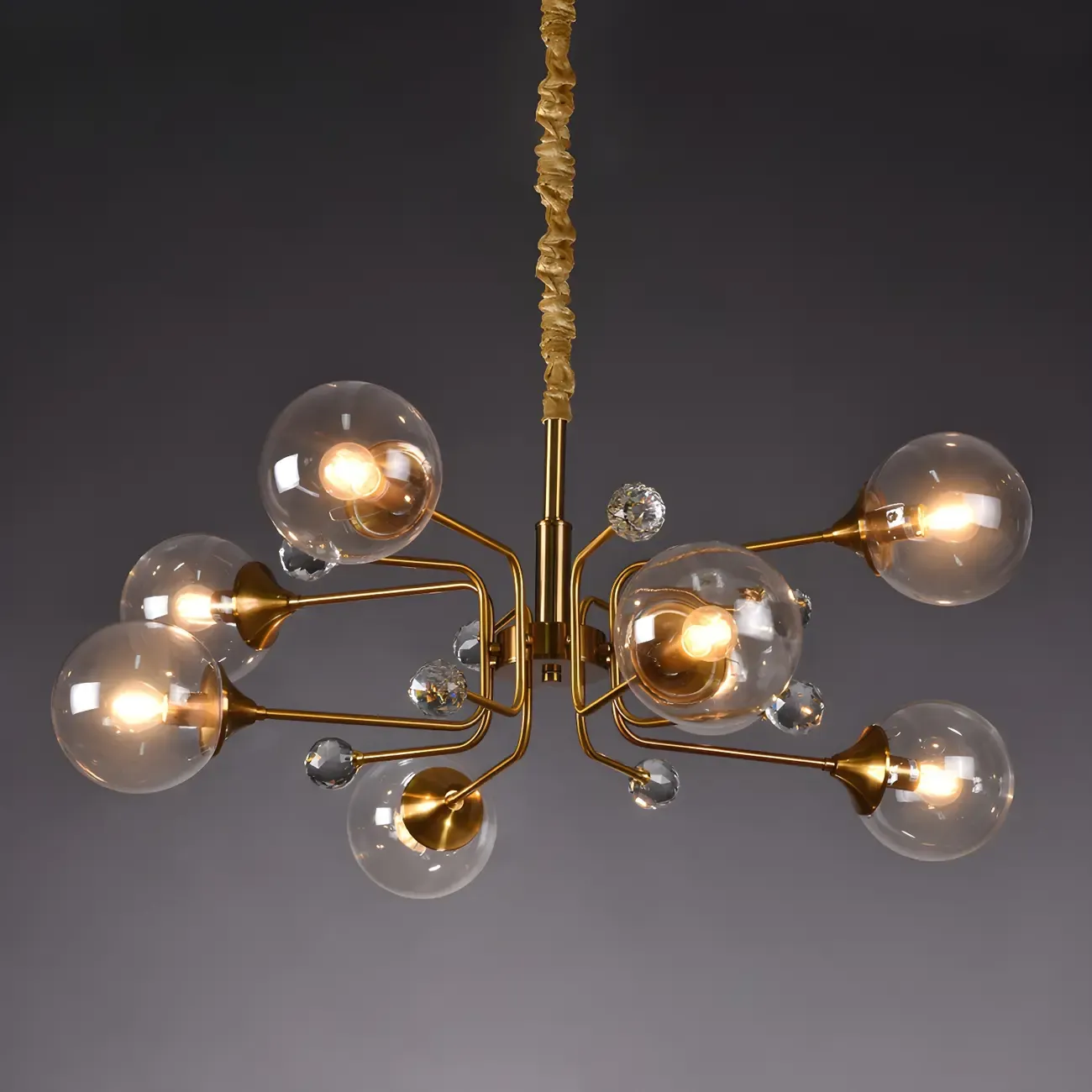 8-Light Mid-Century Modern Glass Globe Chandelier