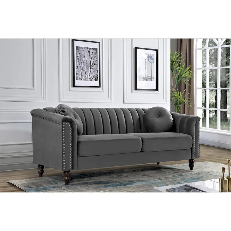 Hills Tufted Back Nailhead 75.2 Sofa