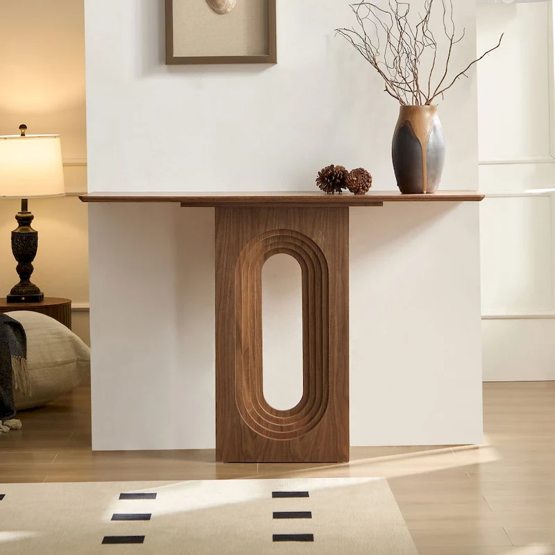 Modern Narrow Console Table with Unique Loopback Design