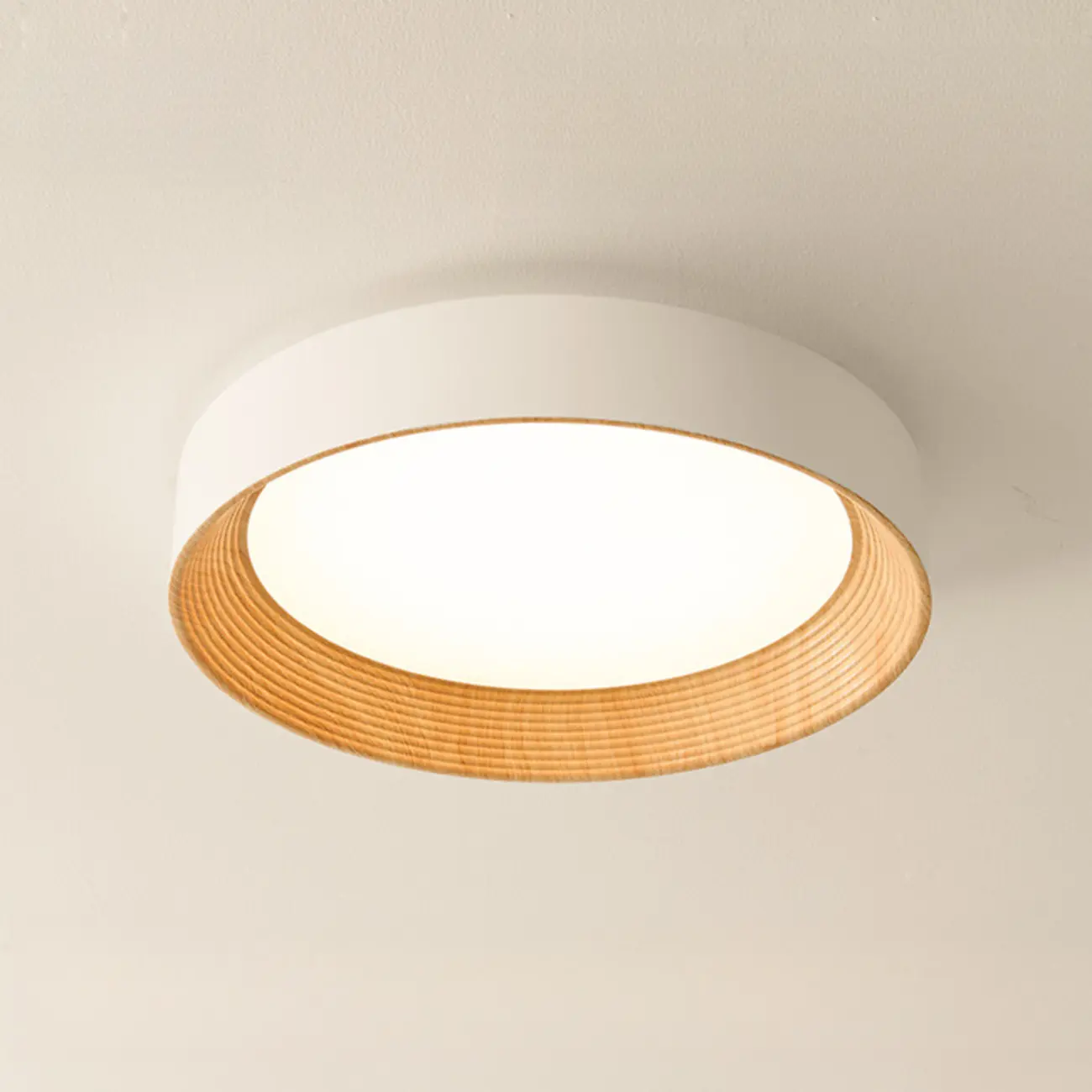 Walnut Round Flush Mount Ceiling Light