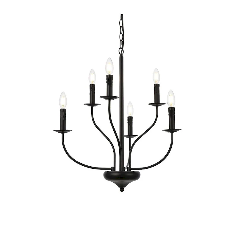 Wylda 6 Light Pendant in black - 24 Inch