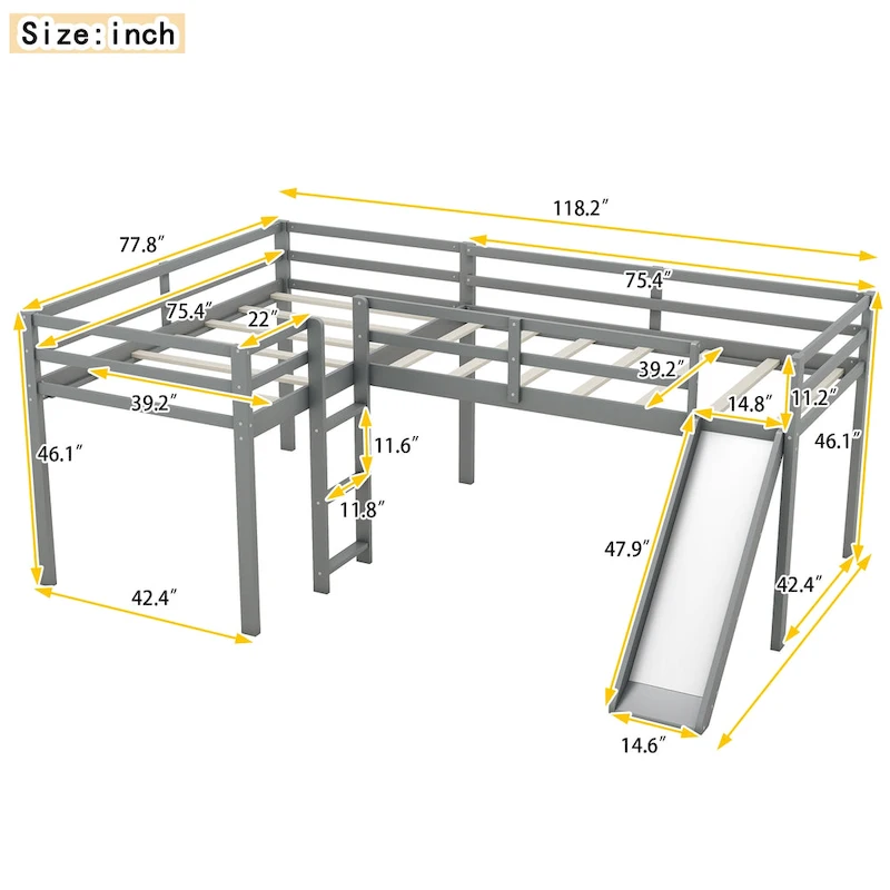 Loft Bed with Ladder and Slide