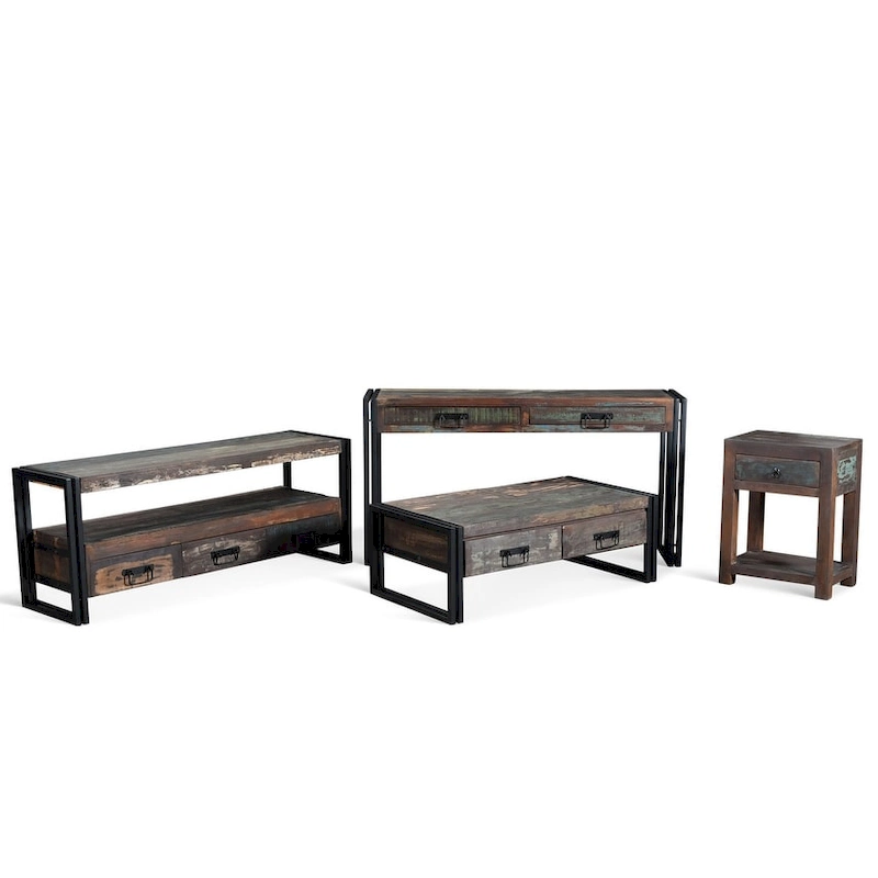 Handmade Reclaimed Wood Side Table (India)