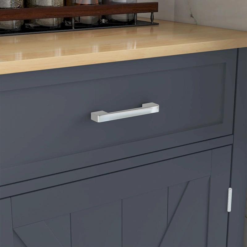 HOMCOM Rolling Kitchen Island with Drop Leaf Wood Breakfast Bar, Farmhouse Kitchen Cart with 2 Drawers, Dark Gray