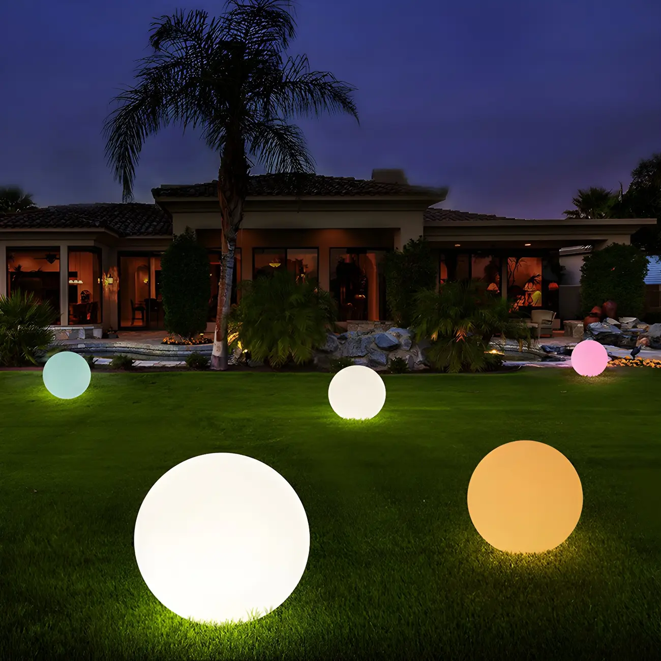 Modern Sphere Rechargeable Plastic Landscape Lighting