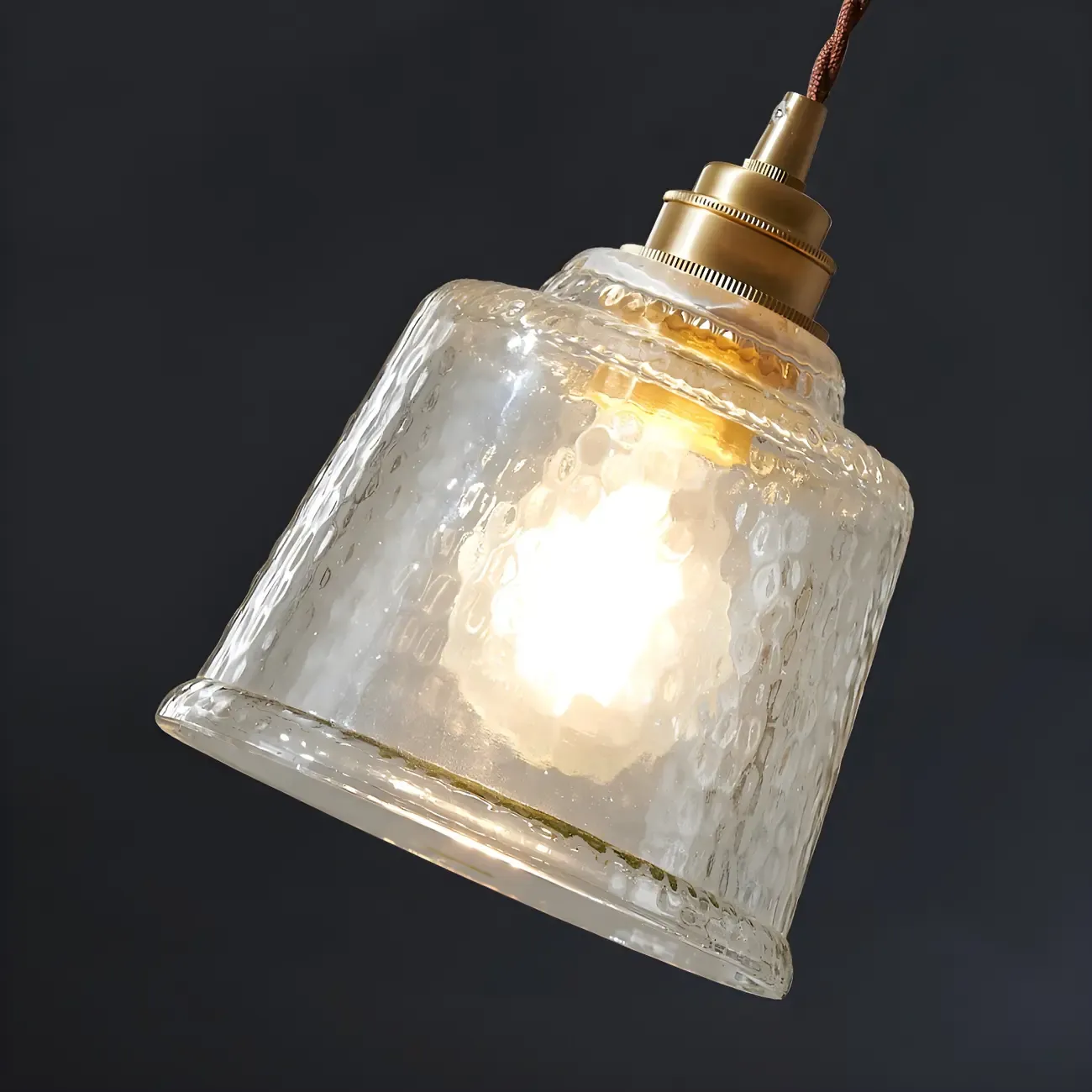 Elegant Brass Clear Glass Bell Pendant Light