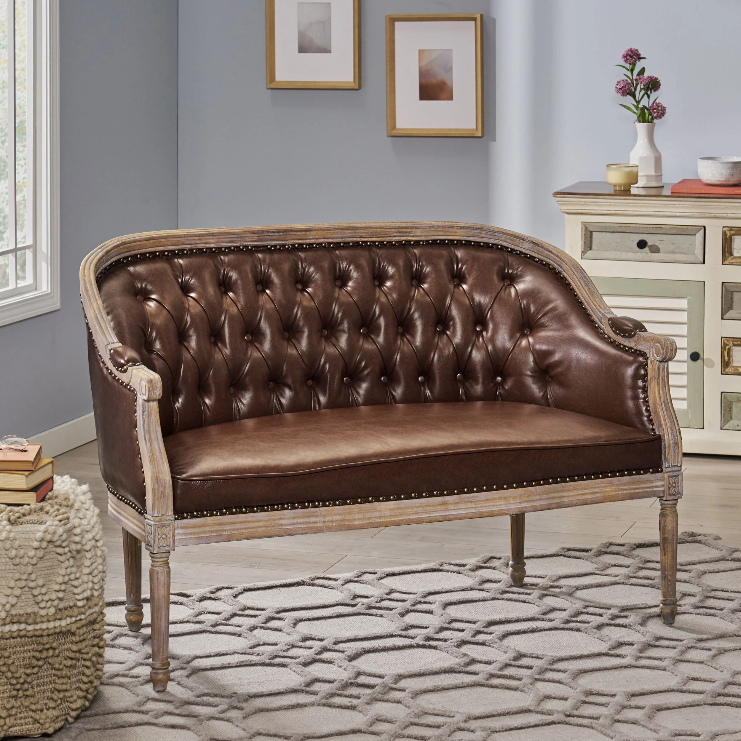 French Country Tufted Loveseat